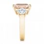 18k Yellow Gold 18k Yellow Gold Custom Three Stone Morganite And Diamond Engagement Ring - Side View -  102885 - Thumbnail