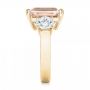 14k Yellow Gold 14k Yellow Gold Custom Three Stone Morganite And Diamond Engagement Ring - Side View -  102885 - Thumbnail