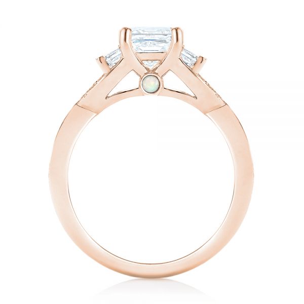 18k Rose Gold 18k Rose Gold Custom Three Stone Opal And Diamond Engagement Ring - Front View -  103398