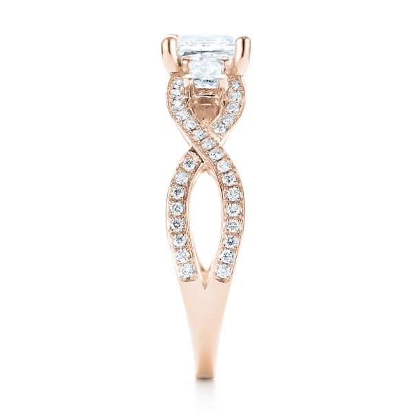14k Rose Gold 14k Rose Gold Custom Three Stone Opal And Diamond Engagement Ring - Side View - 103398