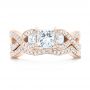 14k Rose Gold 14k Rose Gold Custom Three Stone Opal And Diamond Engagement Ring - Top View -  103398 - Thumbnail
