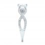 14k White Gold Custom Three Stone Opal And Diamond Engagement Ring - Side View -  103398 - Thumbnail