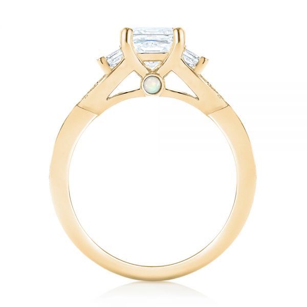 18k Yellow Gold 18k Yellow Gold Custom Three Stone Opal And Diamond Engagement Ring - Front View - 103398