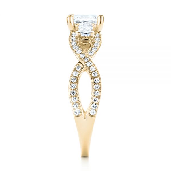 18k Yellow Gold 18k Yellow Gold Custom Three Stone Opal And Diamond Engagement Ring - Side View - 103398