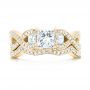14k Yellow Gold 14k Yellow Gold Custom Three Stone Opal And Diamond Engagement Ring - Top View -  103398 - Thumbnail