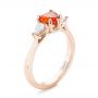 14k Rose Gold 14k Rose Gold Custom Three Stone Orange Sapphire And Diamond Engagement Ring - Three-Quarter View -  103368 - Thumbnail