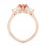 14k Rose Gold 14k Rose Gold Custom Three Stone Orange Sapphire And Diamond Engagement Ring - Front View -  103368 - Thumbnail