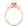 18k Rose Gold 18k Rose Gold Custom Three Stone Orange Sapphire And Diamond Engagement Ring - Front View -  103368 - Thumbnail