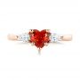 14k Rose Gold 14k Rose Gold Custom Three Stone Orange Sapphire And Diamond Engagement Ring - Top View -  103368 - Thumbnail