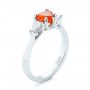  Platinum Custom Three Stone Orange Sapphire And Diamond Engagement Ring - Three-Quarter View -  103368 - Thumbnail