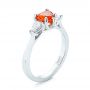 14k White Gold 14k White Gold Custom Three Stone Orange Sapphire And Diamond Engagement Ring - Three-Quarter View -  103368 - Thumbnail