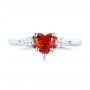  Platinum Custom Three Stone Orange Sapphire And Diamond Engagement Ring - Top View -  103368 - Thumbnail