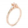 18k Rose Gold 18k Rose Gold Custom Three Stone Morganite And Diamond Engagement Ring - Three-Quarter View -  102949 - Thumbnail