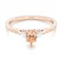 14k Rose Gold Custom Three Stone Morganite And Diamond Engagement Ring - Flat View -  102949 - Thumbnail