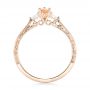 14k Rose Gold Custom Three Stone Morganite And Diamond Engagement Ring - Front View -  102949 - Thumbnail