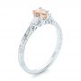 Platinum Platinum Custom Three Stone Morganite And Diamond Engagement Ring - Three-Quarter View -  102949 - Thumbnail