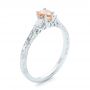 14k White Gold 14k White Gold Custom Three Stone Morganite And Diamond Engagement Ring - Three-Quarter View -  102949 - Thumbnail