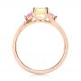 14k Rose Gold Custom Three Stone Yellow And Pink Sapphire And Diamond Engagement Ring - Front View -  103216 - Thumbnail