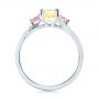  Platinum Platinum Custom Three Stone Yellow And Pink Sapphire And Diamond Engagement Ring - Front View -  103216 - Thumbnail