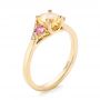 18k Yellow Gold 18k Yellow Gold Custom Three Stone Yellow And Pink Sapphire And Diamond Engagement Ring - Three-Quarter View -  103216 - Thumbnail