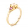 14k Yellow Gold 14k Yellow Gold Custom Three Stone Yellow And Pink Sapphire And Diamond Engagement Ring - Three-Quarter View -  103216 - Thumbnail