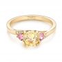14k Yellow Gold 14k Yellow Gold Custom Three Stone Yellow And Pink Sapphire And Diamond Engagement Ring - Flat View -  103216 - Thumbnail