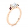 14k Rose Gold 14k Rose Gold Custom Three Stone Ruby And Diamond Engagement Ring - Three-Quarter View -  103239 - Thumbnail