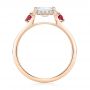 18k Rose Gold 18k Rose Gold Custom Three Stone Ruby And Diamond Engagement Ring - Front View -  103239 - Thumbnail