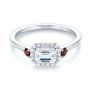 18k White Gold 18k White Gold Custom Three Stone Ruby And Diamond Engagement Ring - Flat View -  103239 - Thumbnail