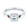  Platinum Platinum Custom Three Stone Ruby And Diamond Engagement Ring - Flat View -  103239 - Thumbnail