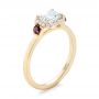 18k Yellow Gold 18k Yellow Gold Custom Three Stone Ruby And Diamond Engagement Ring - Three-Quarter View -  103239 - Thumbnail