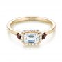 14k Yellow Gold Custom Three Stone Ruby And Diamond Engagement Ring - Flat View -  103239 - Thumbnail