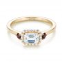 18k Yellow Gold 18k Yellow Gold Custom Three Stone Ruby And Diamond Engagement Ring - Flat View -  103239 - Thumbnail