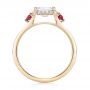 14k Yellow Gold Custom Three Stone Ruby And Diamond Engagement Ring - Front View -  103239 - Thumbnail