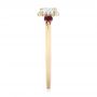 14k Yellow Gold Custom Three Stone Ruby And Diamond Engagement Ring - Side View -  103239 - Thumbnail