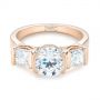 18k Rose Gold 18k Rose Gold Custom Three Stone Semi Bezel Diamond Engagement Ring - Flat View -  104688 - Thumbnail