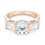 14k Rose Gold 14k Rose Gold Custom Three Stone Semi Bezel Diamond Engagement Ring - Flat View -  104688 - Thumbnail