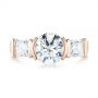 18k Rose Gold 18k Rose Gold Custom Three Stone Semi Bezel Diamond Engagement Ring - Top View -  104688 - Thumbnail