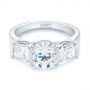 18k White Gold 18k White Gold Custom Three Stone Semi Bezel Diamond Engagement Ring - Flat View -  104688 - Thumbnail