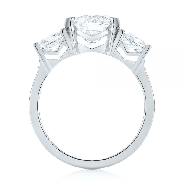 14k White Gold 14k White Gold Custom Three Stone Semi Bezel Diamond Engagement Ring - Front View -  104688