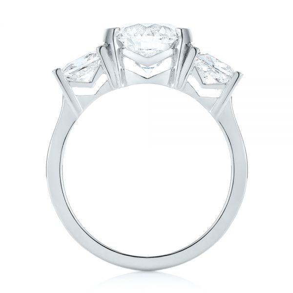 Platinum Platinum Custom Three Stone Semi Bezel Diamond Engagement Ring - Front View - 104688