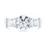 14k White Gold 14k White Gold Custom Three Stone Semi Bezel Diamond Engagement Ring - Top View -  104688 - Thumbnail