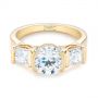 14k Yellow Gold Custom Three Stone Semi Bezel Diamond Engagement Ring - Flat View -  104688 - Thumbnail
