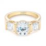 14k Yellow Gold Custom Three Stone Semi Bezel Diamond Engagement Ring - Flat View -  104688 - Thumbnail