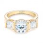 18k Yellow Gold 18k Yellow Gold Custom Three Stone Semi Bezel Diamond Engagement Ring - Flat View -  104688 - Thumbnail