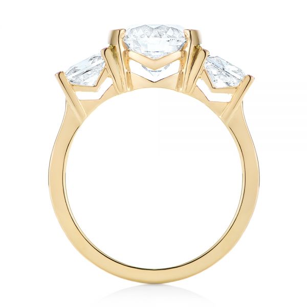 18k Yellow Gold 18k Yellow Gold Custom Three Stone Semi Bezel Diamond Engagement Ring - Front View -  104688