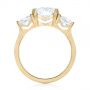 14k Yellow Gold Custom Three Stone Semi Bezel Diamond Engagement Ring - Front View -  104688 - Thumbnail