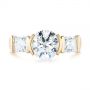 14k Yellow Gold Custom Three Stone Semi Bezel Diamond Engagement Ring - Top View -  104688 - Thumbnail