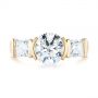 18k Yellow Gold 18k Yellow Gold Custom Three Stone Semi Bezel Diamond Engagement Ring - Top View -  104688 - Thumbnail