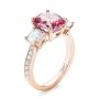 14k Rose Gold 14k Rose Gold Custom Three Stone Spinel And Diamond Engagement Ring - Three-Quarter View -  103647 - Thumbnail